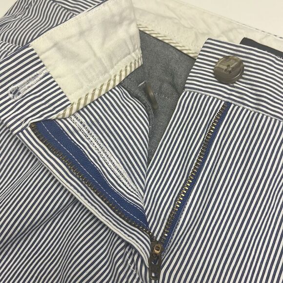 Land’s End Blue and White Vertical Striped Fit 2 Cropped Cotton Blend Pants- Siz - Picture 9 of 13